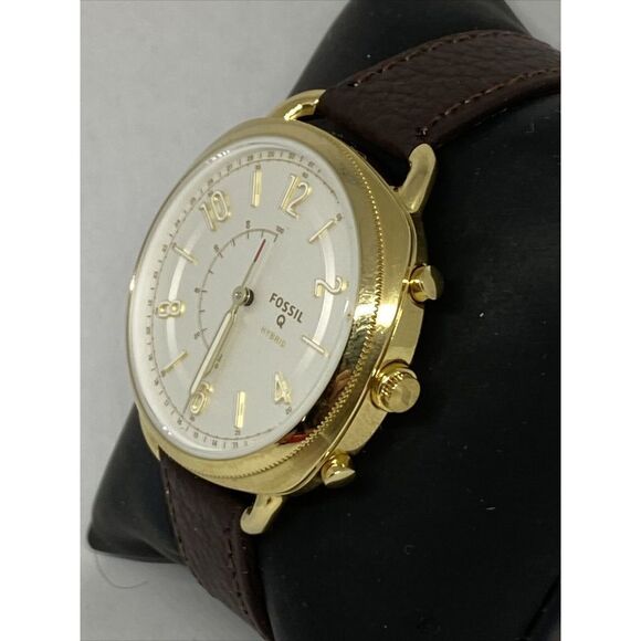 Fossil FTW1201 Women's Brown Leather Silver Analog Dial Hybrid Smartwatch XX797 - Picture 4 of 12